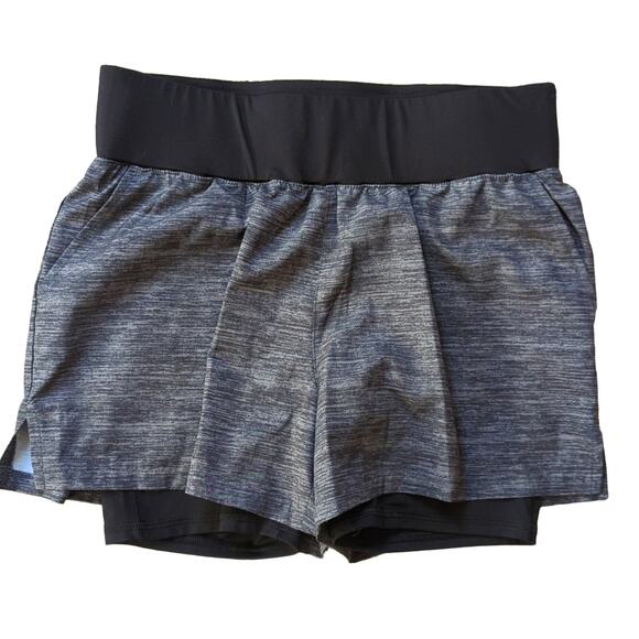 Tek Gear Space Dye Black Gray Layered Running Shorts NWOT - Picture 1 of 4